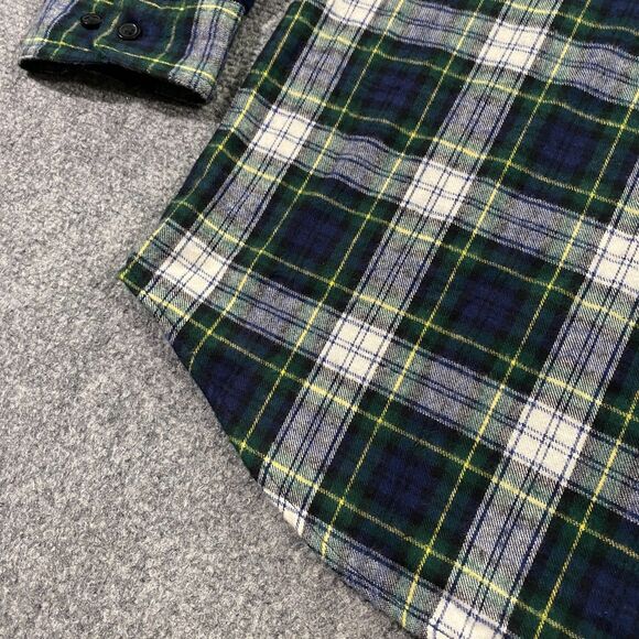 L.L. Bean Scotch Plaid Colorblock Flannel Shirt Adult XL Blue Green Blackwatch - Picture 4 of 16